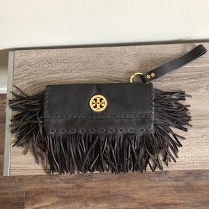 Tory Burch fringe clutch wristlet